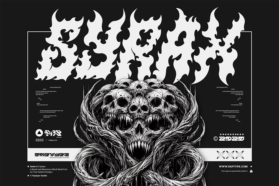 Syrax Black Metal Font example
