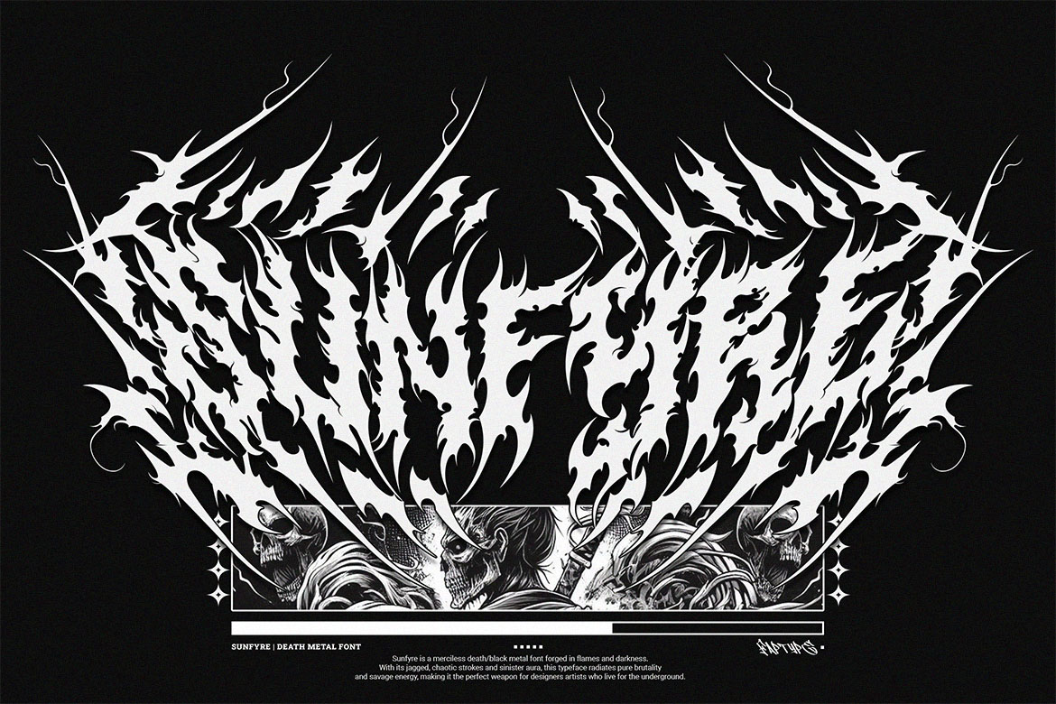 Sunfyre Black Metal Font example